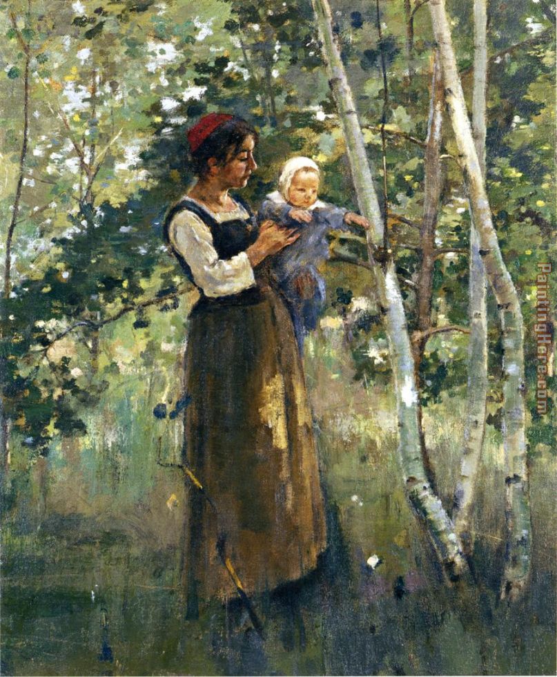 Theodore Robinson Mother and Child by the Hearth